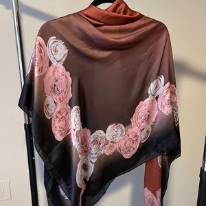 Satin-Silk Material large square hijab floral hijab 150cm x 150cm